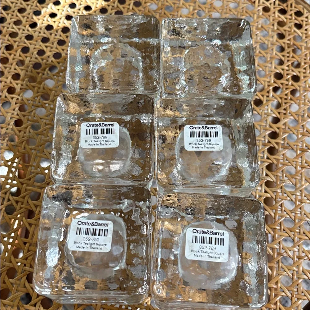 6 Crate&Barrel square block tealight holders.